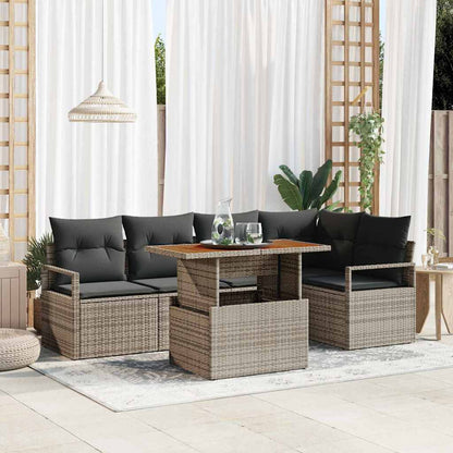 Set Divano da Giardino 6 pcs Grigio Poly Rattan - homemem39