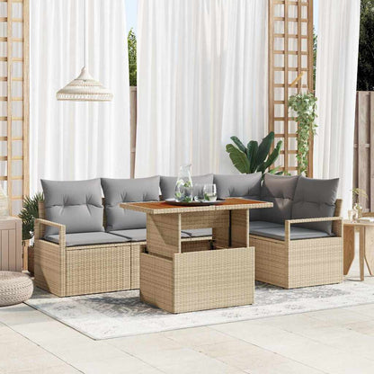 Set Divano da Giardino 6 pcs Beige Poly Rattan - homemem39