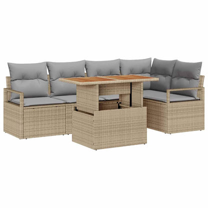 Set Divano da Giardino 6 pcs Beige Poly Rattan - homemem39