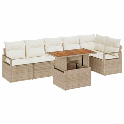 Set Divano da Giardino 7 pcs Beige Poly Rattan - homemem39