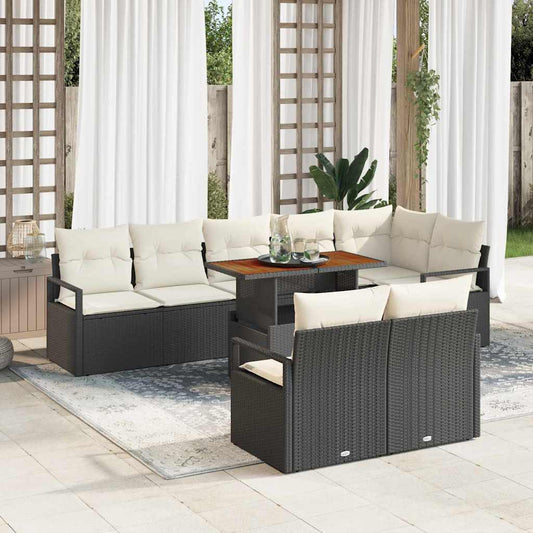 Set Divano da Giardino con archiviazione 9 pcs Nero Poly Rattan - homemem39