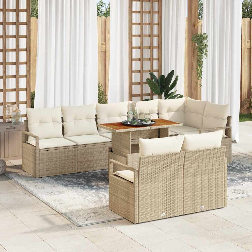 Set Divano da Giardino 9 pcs Beige Poly Rattan - homemem39