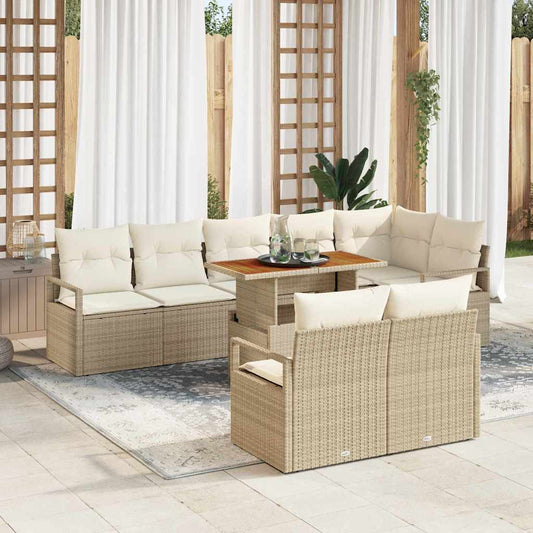 Set Divano da Giardino 9 pcs Beige Poly Rattan - homemem39
