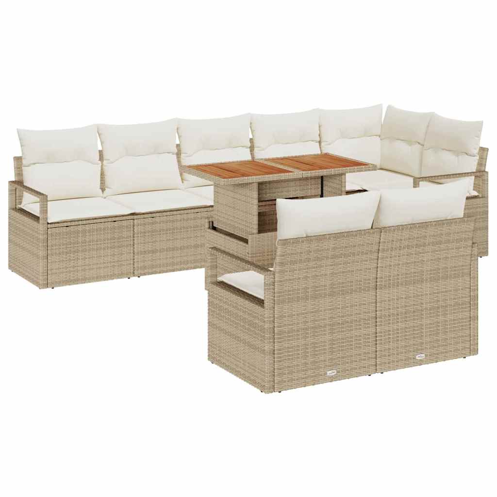 Set Divano da Giardino 9 pcs Beige Poly Rattan - homemem39