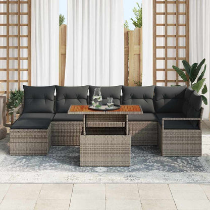 Set Divano da Giardino 8 pcs Grigio Poly Rattan