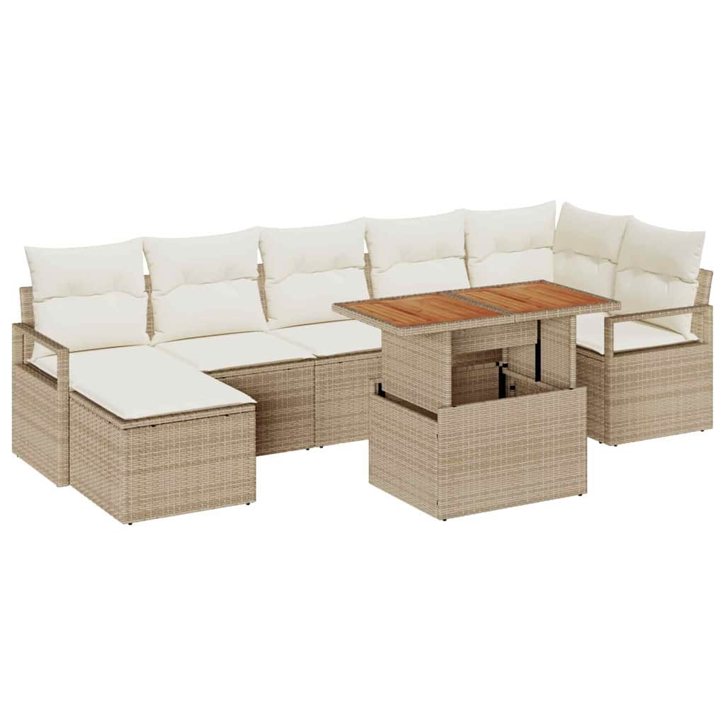 Set Divano da Giardino 8 pcs Beige Poly Rattan - homemem39