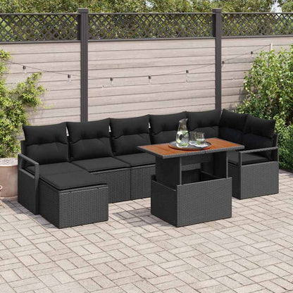 Set Divano da Giardino con archiviazione 8 pcs Nero Poly Rattan | homemem39