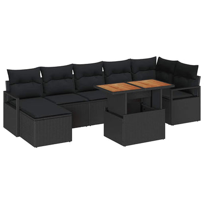 Set Divano da Giardino con archiviazione 8 pcs Nero Poly Rattan | homemem39