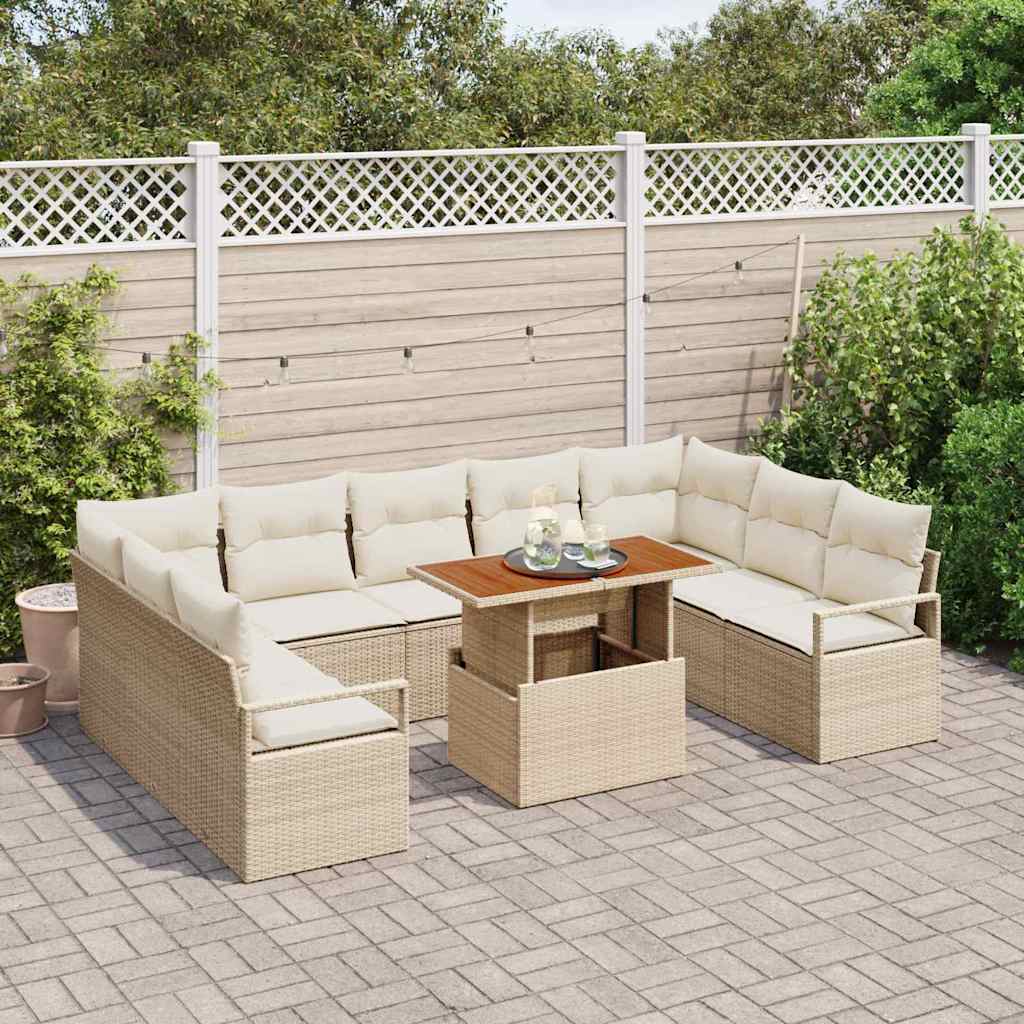 Set Divano da Giardino 10 pcs Beige Poly Rattan - homemem39