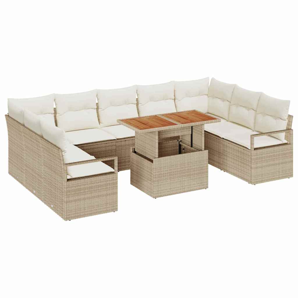 Set Divano da Giardino 10 pcs Beige Poly Rattan - homemem39