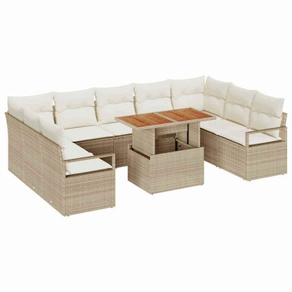 Set Divano da Giardino 10 pcs Beige Poly Rattan - homemem39
