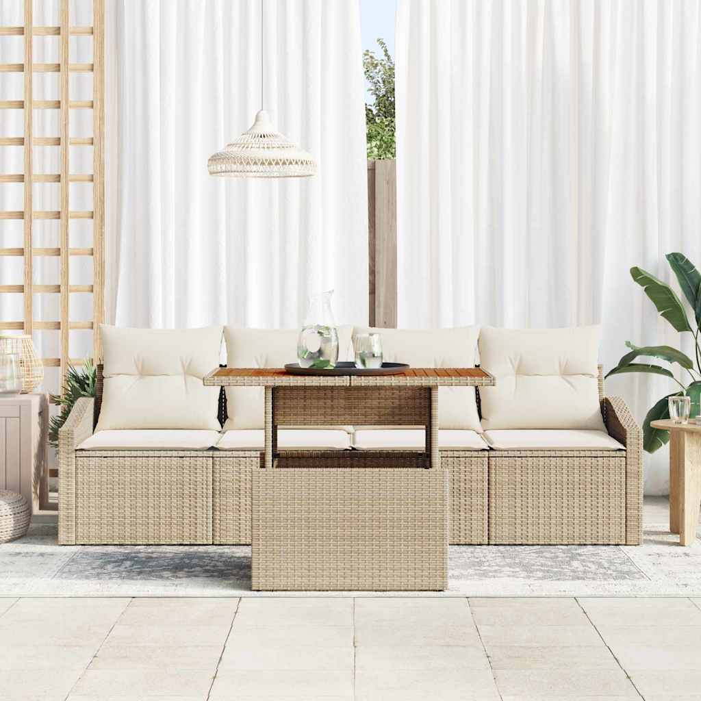 Set Divano da Giardino 5 pcs Beige Poly Rattan - homemem39