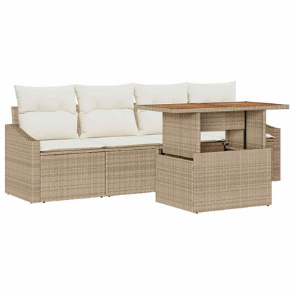 Set Divano da Giardino 5 pcs Beige Poly Rattan - homemem39