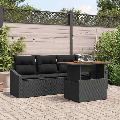 Set Divano da Giardino con archiviazione 5 pcs Nero Poly Rattan - homemem39