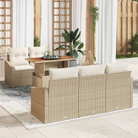 Set Divano da Giardino 6 pcs Beige Poly Rattan - homemem39