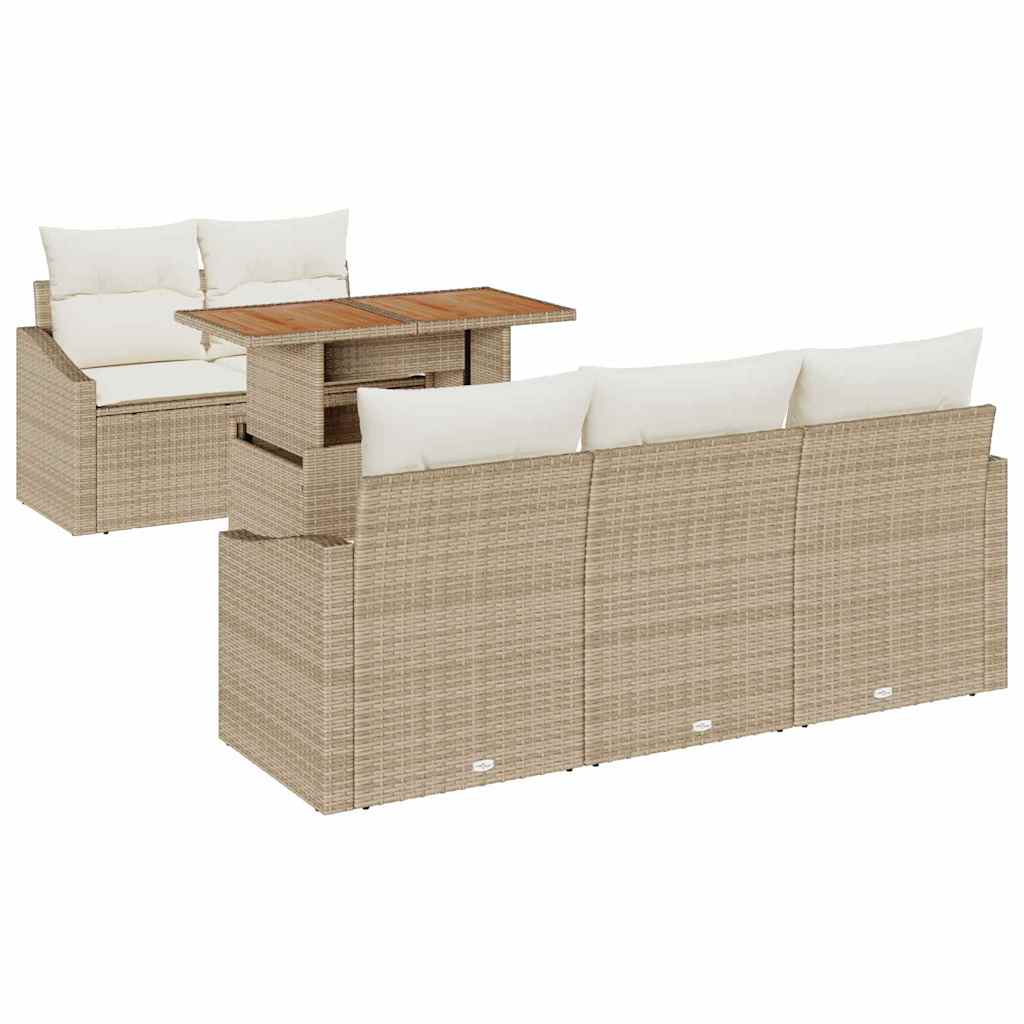Set Divano da Giardino 6 pcs Beige Poly Rattan - homemem39