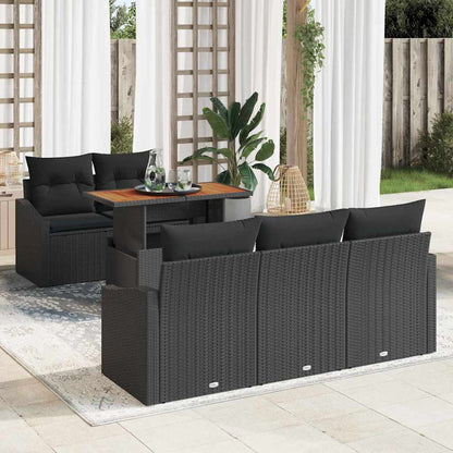 Set Divano da Giardino con archiviazione 6 pcs Nero Poly Rattan - homemem39