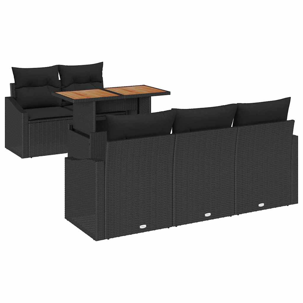 Set Divano da Giardino con archiviazione 6 pcs Nero Poly Rattan - homemem39