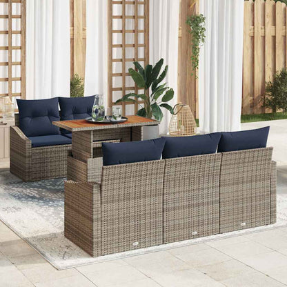 Set Divano da Giardino 6 pcs Grigio Poly Rattan | homemem39