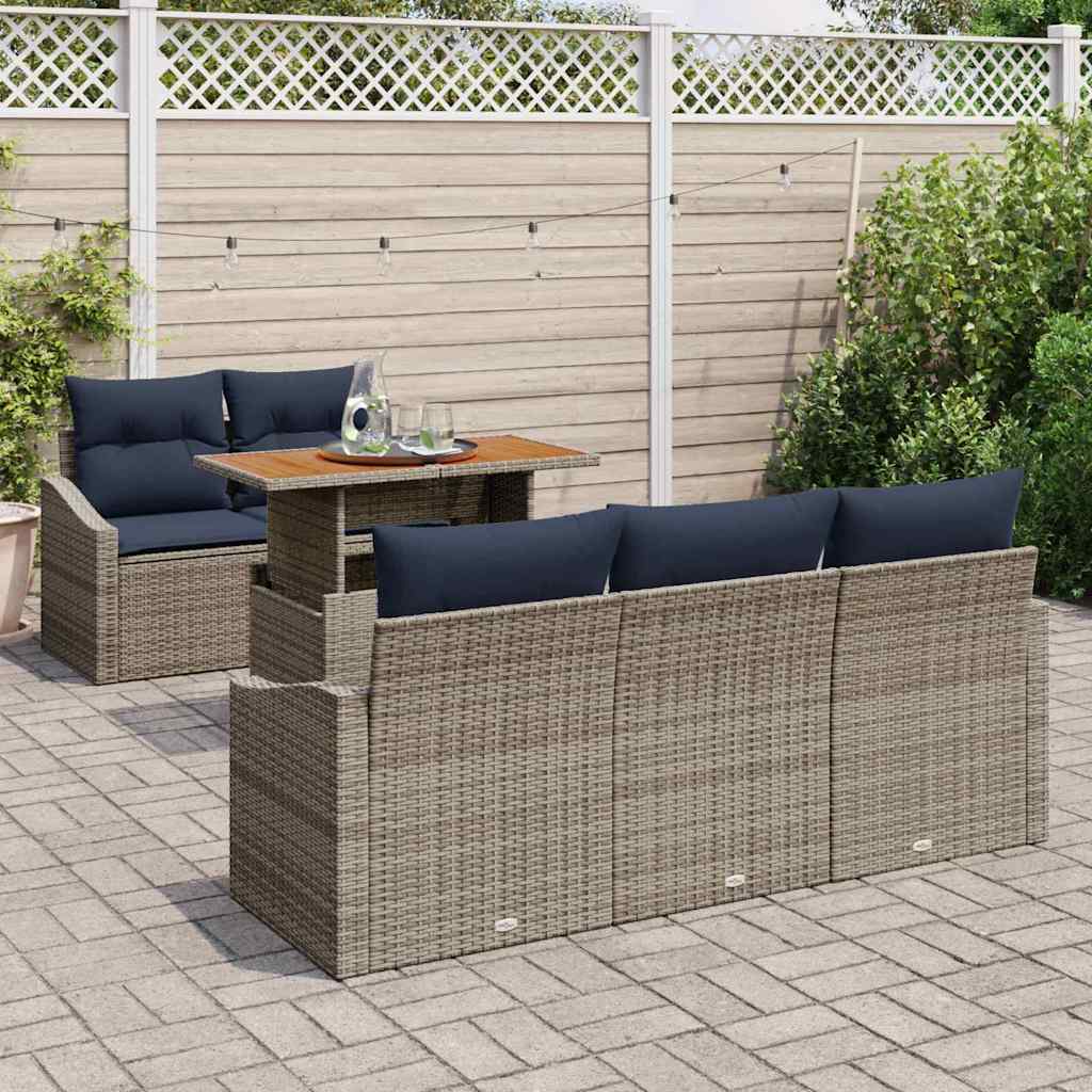Set Divano da Giardino 6 pcs Grigio Poly Rattan | homemem39
