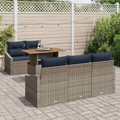 Set Divano da Giardino 6 pcs Grigio Poly Rattan | homemem39