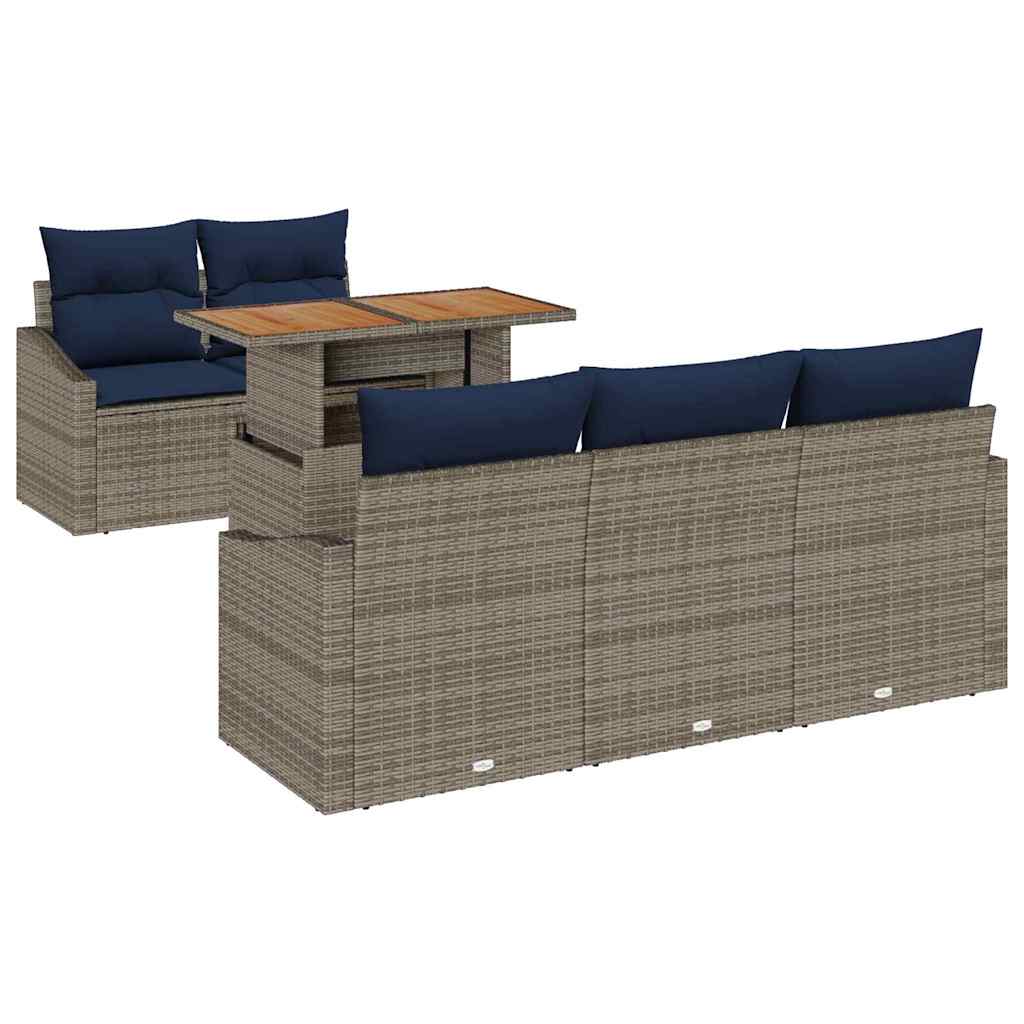 Set Divano da Giardino 6 pcs Grigio Poly Rattan | homemem39