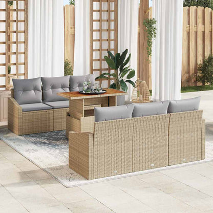 Set Divano da Giardino 7 pcs Beige Poly Rattan - homemem39