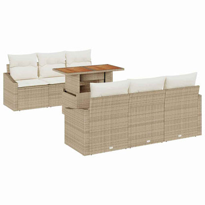 Set Divano da Giardino 7 pcs Beige Poly Rattan - homemem39
