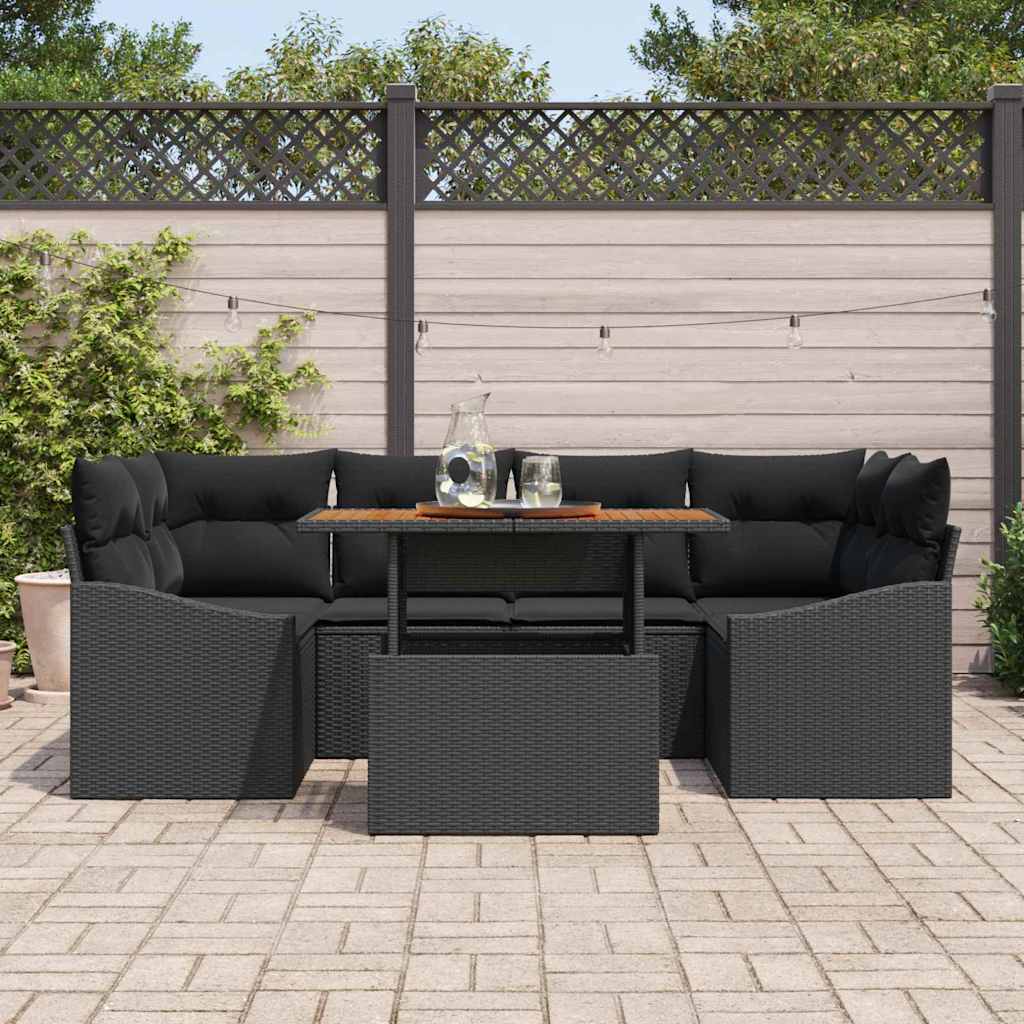 Set Divano da Giardino con archiviazione 7 pcs Nero Poly Rattan - homemem39