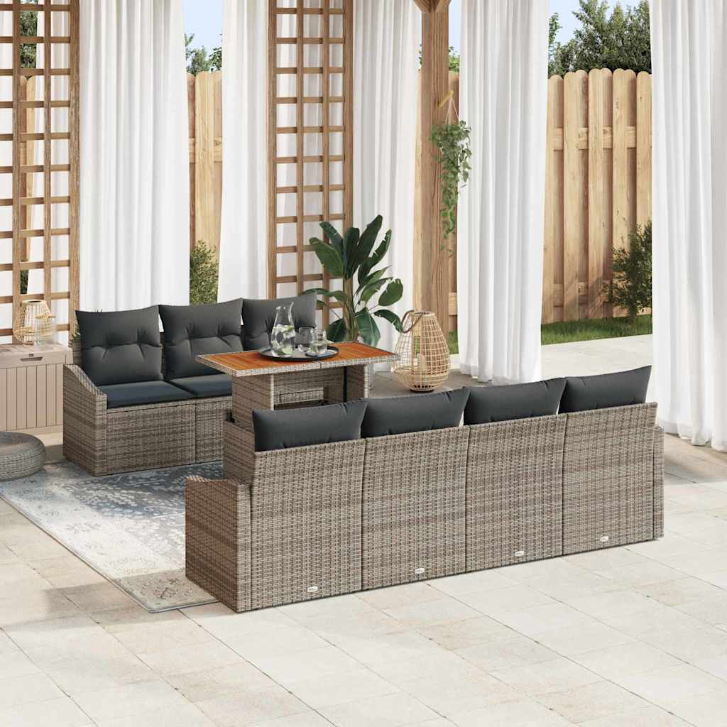 Set Divano da Giardino 8 pcs Grigio Poly Rattan - homemem39