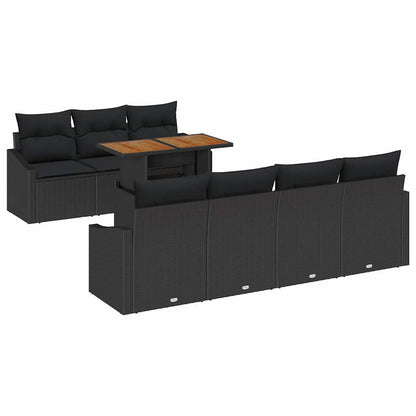 Set Divano da Giardino con archiviazione 8 pcs Nero Poly Rattan - homemem39