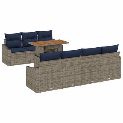 Set Divano da Giardino 8 pcs Grigio Poly Rattan | homemem39