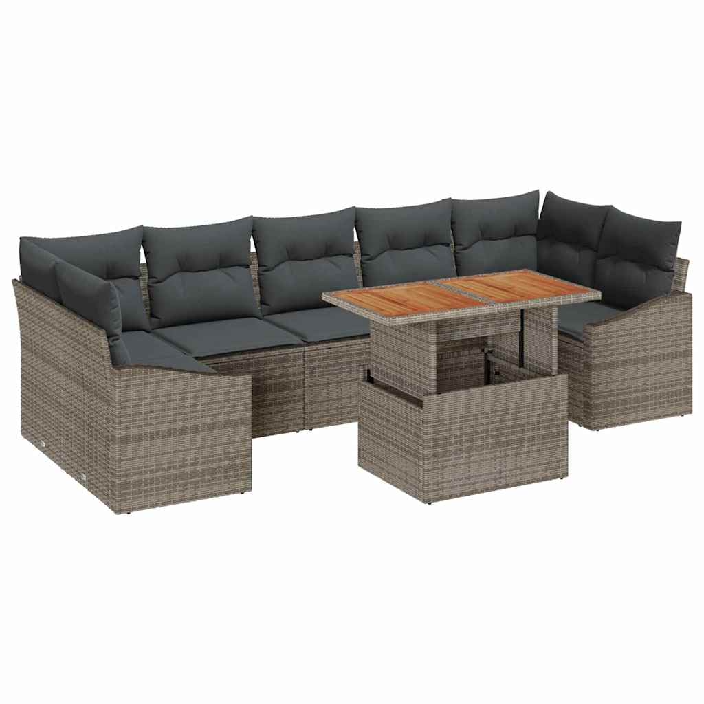Set Divano da Giardino con archiviazione 8 pcs Grigio | homemem39