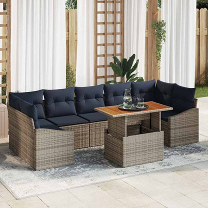 Set Divano da Giardino 8 pcs Grigio Poly Rattan | homemem39