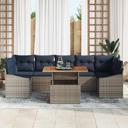 Set Divano da Giardino 8 pcs Grigio Poly Rattan | homemem39