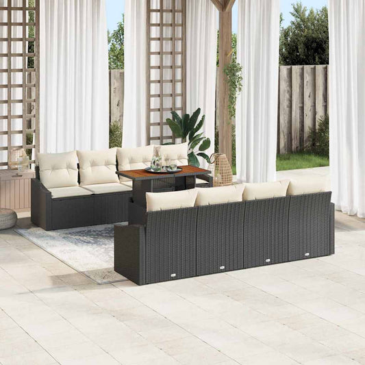 Set Divano da Giardino con archiviazione 9 pcs Nero Poly Rattan - homemem39