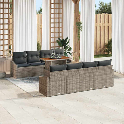Set Divano da Giardino 9 pcs Grigio Poly Rattan - homemem39