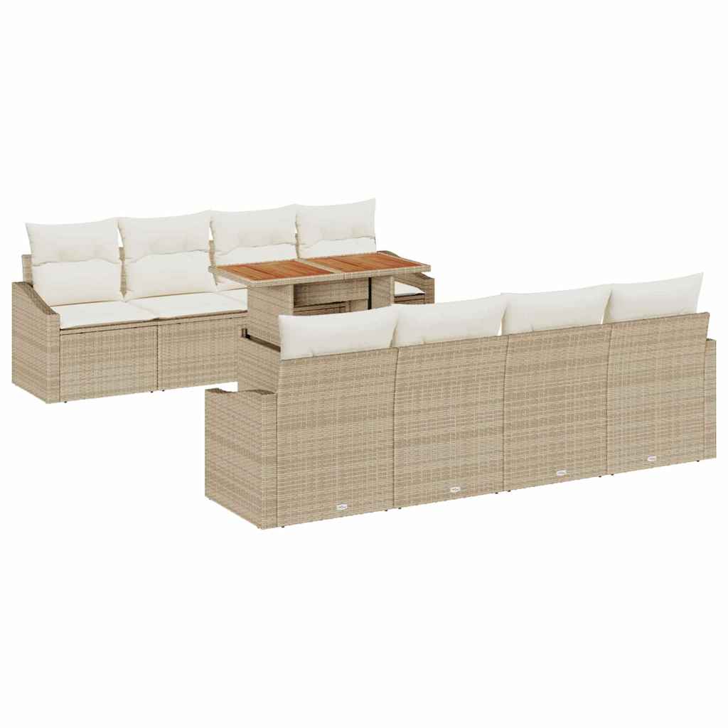 Set Divano da Giardino 9 pcs Beige Poly Rattan - homemem39