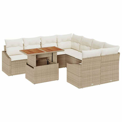 Set Divano da Giardino 9 pcs Beige Poly Rattan - homemem39
