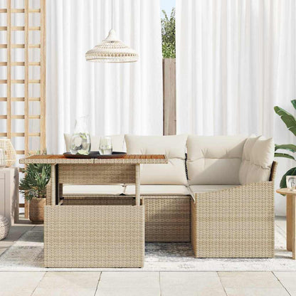 Set Divano da Giardino 5 pcs Beige Poly Rattan - homemem39