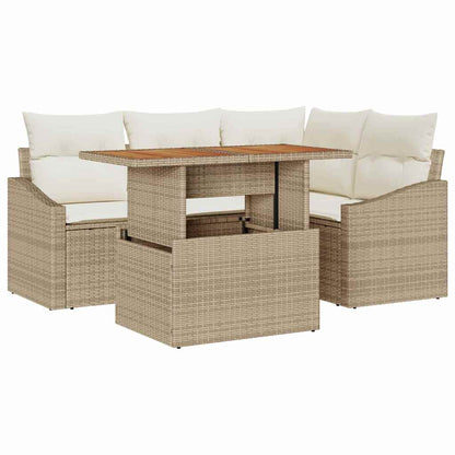 Set Divano da Giardino 5 pcs Beige Poly Rattan - homemem39