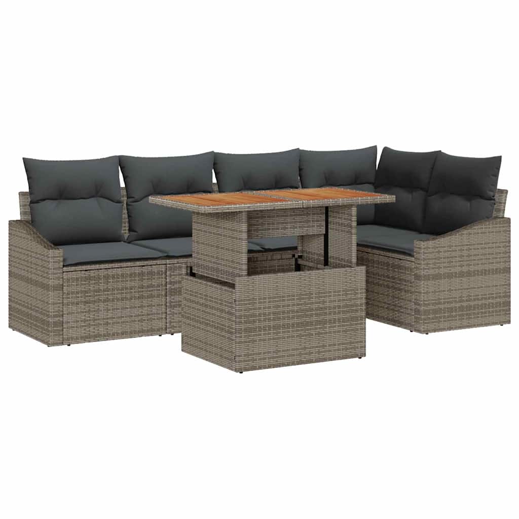 Set Divano da Giardino 6 pcs Grigio Poly Rattan - homemem39