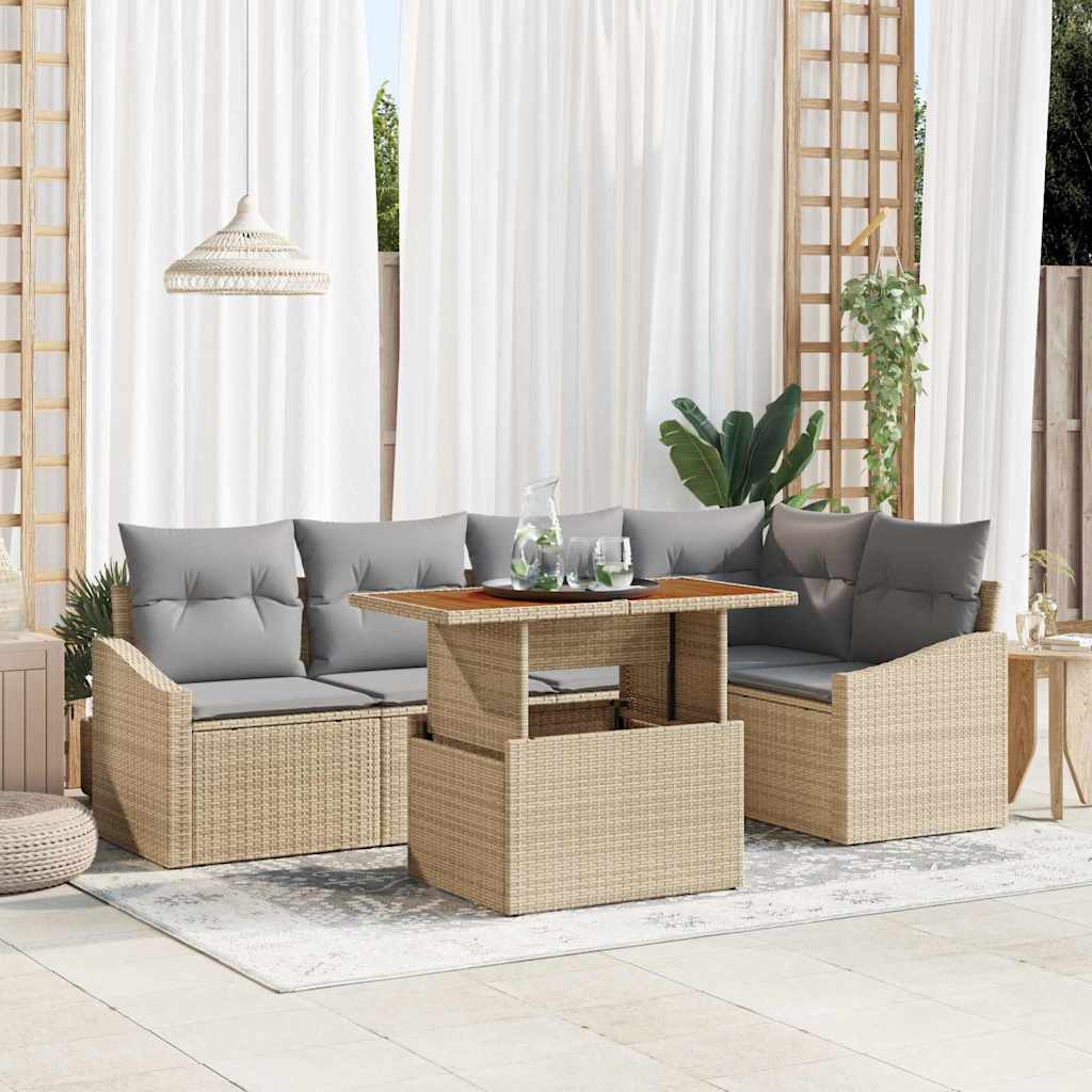 Set Divano da Giardino 6 pcs Beige Poly Rattan - homemem39