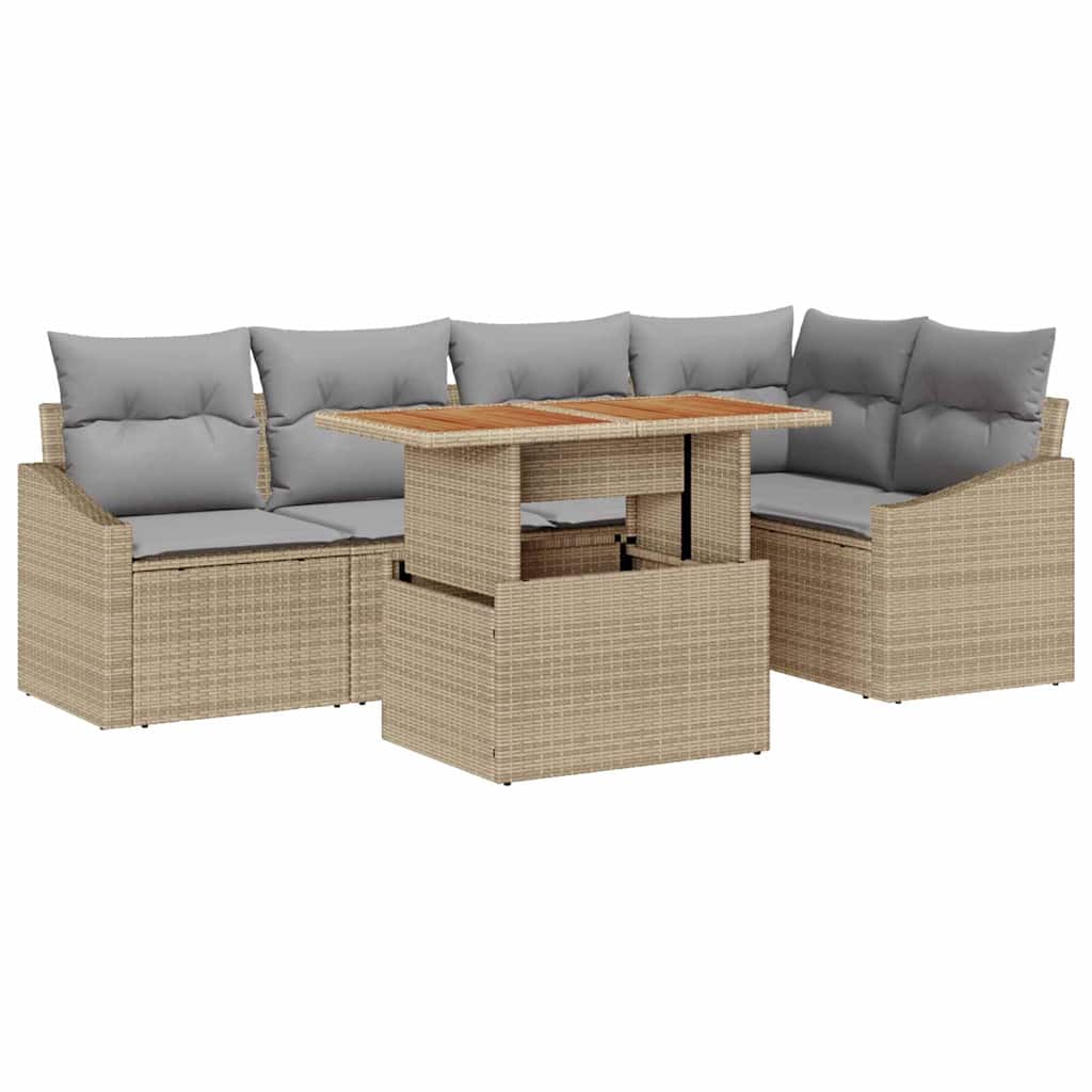 Set Divano da Giardino 6 pcs Beige Poly Rattan - homemem39