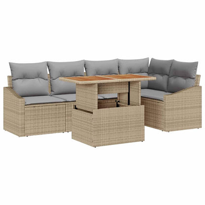 Set Divano da Giardino 6 pcs Beige Poly Rattan - homemem39