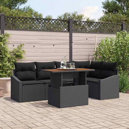 Set Divano da Giardino con archiviazione 6 pcs Nero Poly Rattan - homemem39