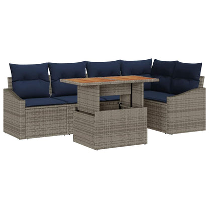 Set Divano da Giardino 6 pcs Grigio Poly Rattan