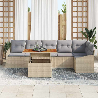 Set Divano da Giardino 7 pcs Beige Poly Rattan - homemem39
