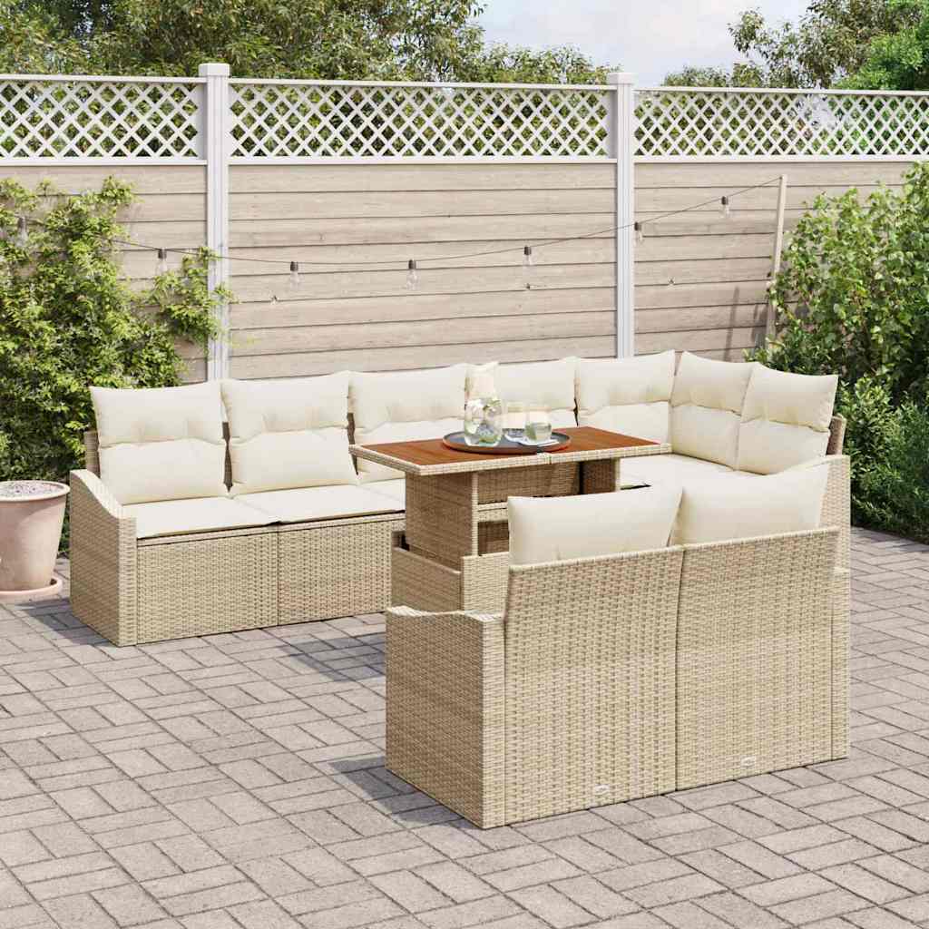 Set Divano da Giardino 9 pcs Beige Poly Rattan - homemem39