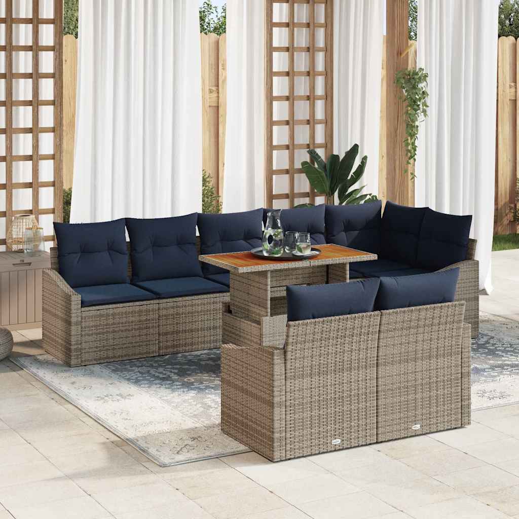 Set Divano da Giardino 9 pcs Grigio Poly Rattan | homemem39